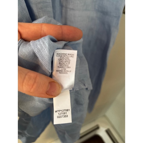 NWT $69 J Jill Cornflower Blue Linen Button Front Sleeveless Shirt Size S - Picture 5 of 7